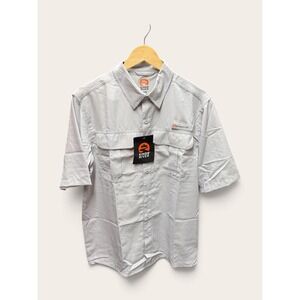 Kings River Mens Short Sleeve Fishing Shirt Micro Chip Grey Ripstop Size M NWT